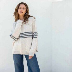 NWT MerSea Salty Navy & Oatmeal Seacoast Sweater - One Size